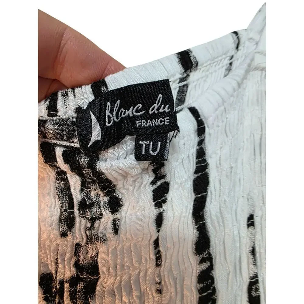 Black & White Tie-Dye‎ Maxi Dress With Spaghetti Straps By Blanc Du France - Picture 2 of 10